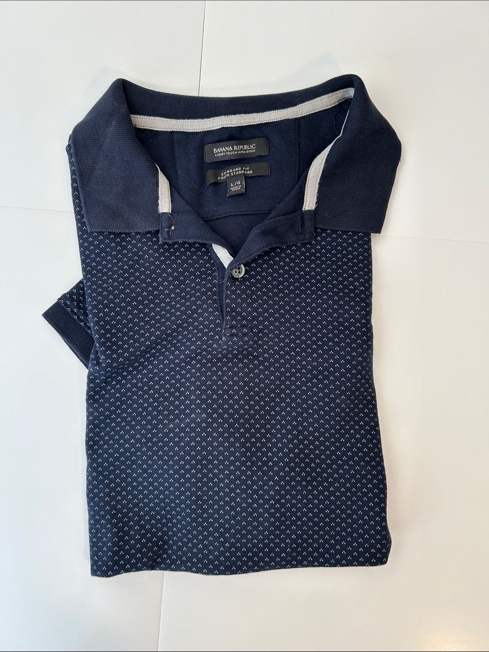 Banana Republic Navy Micro-Pattern Polo